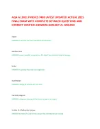 AQA A LEVEL PHYSICS 7408 LATEST UPDATED ACTUAL 2025 FINAL EXAM WITH ...