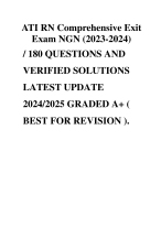 ATI RN Comprehensive Exit Exam NGN / 180 QUESTIONS AND VERIFIED SOLUTIONS LATEST UPDATE