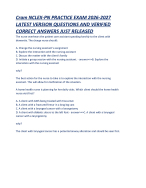 Cram NCLEX-PN nursing PRACTICE EXAM 2026-2027 LATEST VERSION QUESTIONS AND VERIFIED CORRECT ANSWERS