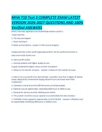 MHA 710 Test 3 COMPLETE EXAM LATEST VERSION 2026-2027 QUESTIONS AND 100- Verified ANSWERS.
