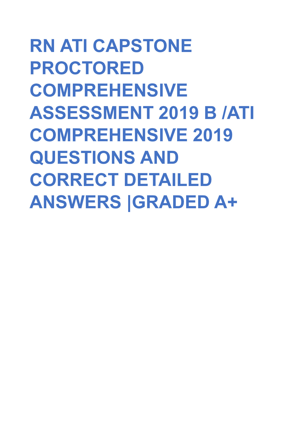 RN ATI Capstone Proctored Comprehensive Assessment 2019 B | ATI ...