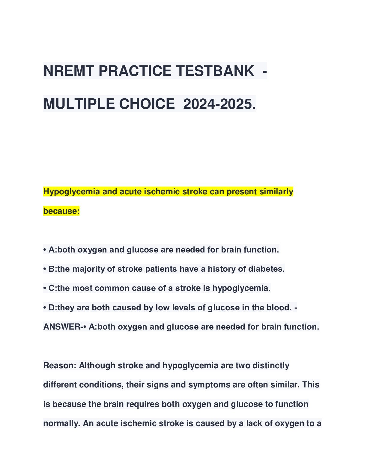 NREMT 2023,2024 EXAM DocMerit