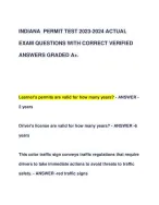 INDIANA PERMIT TEST 2023-2024 WITH CORRECT . - DocMerit