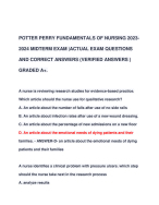 POTTER PERRY FUNDAMENTALS OF NURSING 2023- 2024 MIDTERM EXAM |ACTUAL EXAM