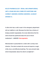 NCLEX PHARMACOLOGY –RENAL AND URINARY(RENAL  UNIT 4) EXAM 2023-2024
