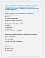 HESI A2 ANATOMY AND PHYSIOLOGY EXAM 2024 -2025 &HESI A2  PRACTICE TEST ANATOMY