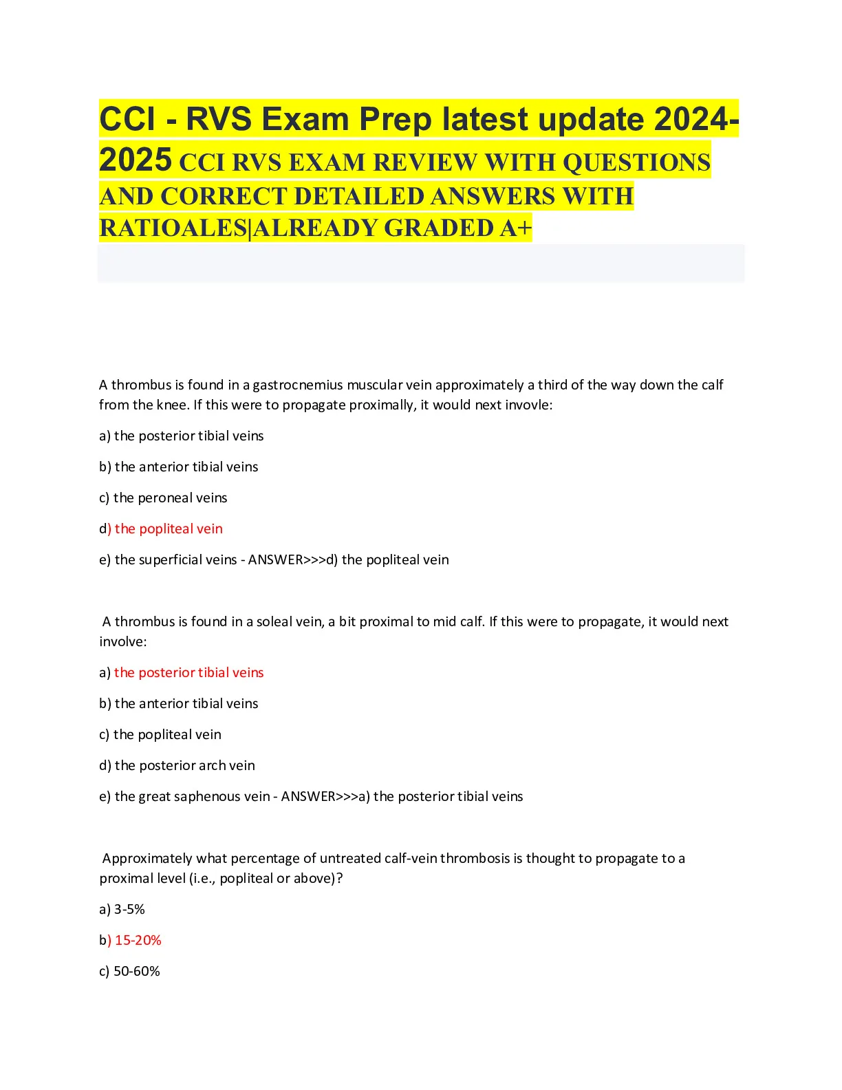 CCI - RVS Exam Prep latest update 2024-2025 CCI RVS EXAM REVIEW WITH ...