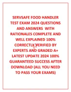 SERVSAFE FOOD HANDLER TEST EXAM 2024 QUESTIONS AND ANSWERS LATEST 2024 ...