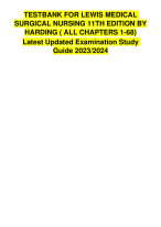 TESTBANK FOR LEWIS MEDICALSURGICAL NURSING 11TH EDITION BY HARDING ( ALL CHAPTERS 1-68) Latest Upda