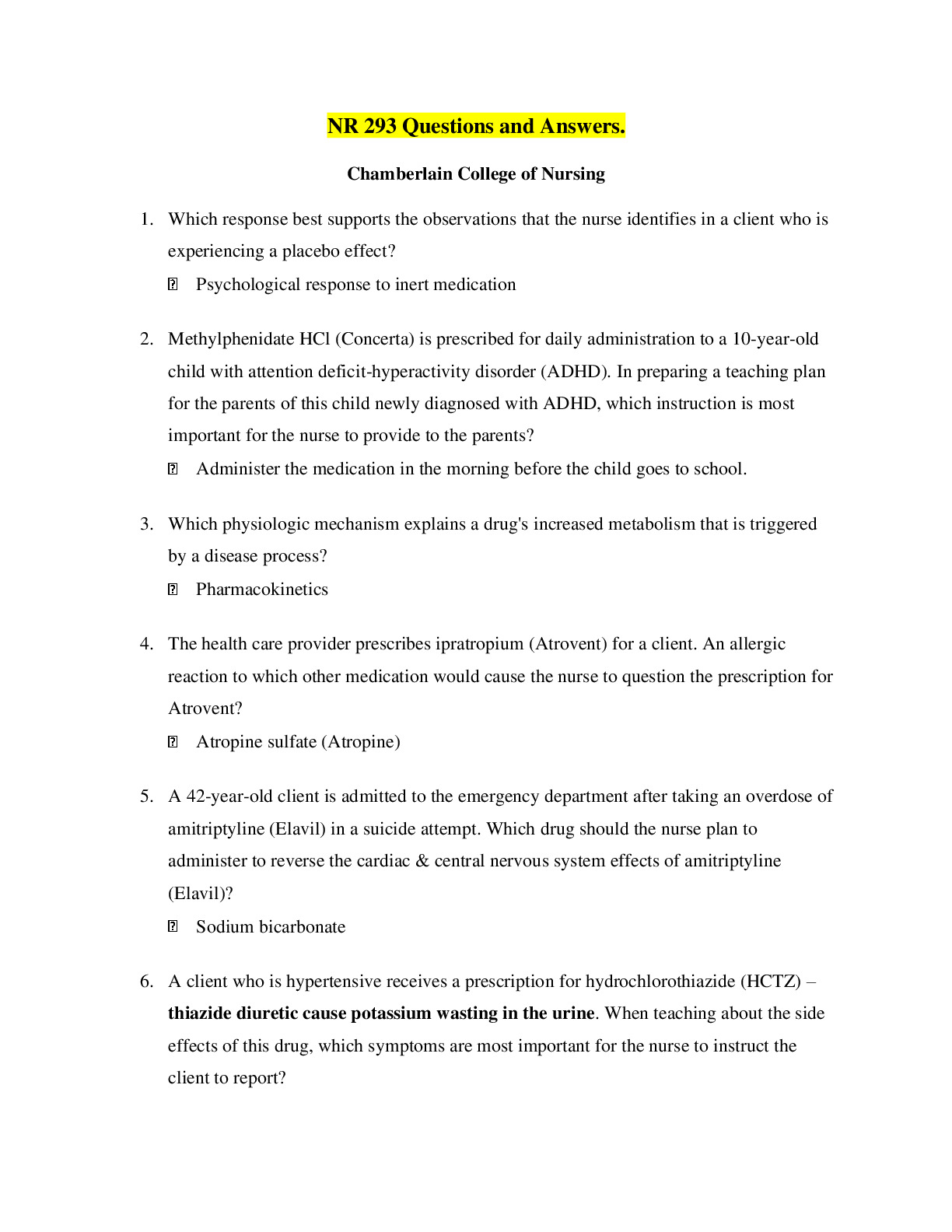 NR 293 Advanced Pharmacology Exam | 2025/2026 Complete Real Exam with ...