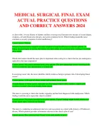 MEDICAL SURGICAL FINAL EXAM ACTUAL PRACTICE QUESTIONS AND CORRECT ...