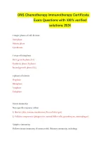 ONS Chemotherapy Immunotherapy Certificate Exam Questions with 100% ...