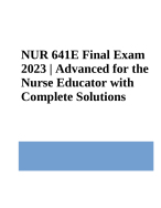 NUR 641E Advanced Pathophysiology and Pharmacology for the Nurse Educator Exam and Answers Graded A