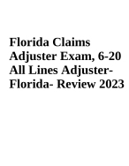 Florida Claims Adjuster Exam Actual With Answers Florida Claims