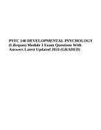 PSYC 140 DEVELOPMENTAL PSYCHOLOGY (Lifespan) Module 3 Exam Questions ...