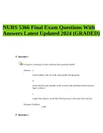 NURS 5366 Final Exam Questions With Answers Latest Updated 2024/2025 (GRADED)
