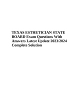 TEXAS ESTHETICIAN STATE BOARD Exam Questions With Answers Latest Update 2024/2025 Graded A+.
