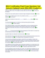 BQA Certification Final Exam Questions And Answers Latest Updated 2024-2025 . - DocMerit