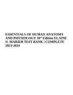 ESSENTIALS OF HUMAN ANATOMY AND PHYSIOLOGY 10th EDITION ELAINE N. MARIEB TEST BANK | ALL CHAPTERS.