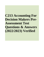 WGU C213 -Accounting for Decision Makers PreAssessment Test Questions & Answers 2024/2025 Graded A+