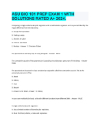 ASU BIO 181 PREP EXAM 1 WITH SOLUTIONS RATED A+ 2024.