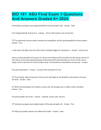 BIO 181  ASU Final Exam 3 Questions And Answers Graded A+ 2024.