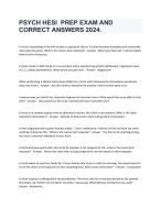 PSYCH HESI  PREP EXAM AND CORRECT ANSWERS 2024.