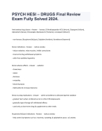 PSYCH HESI – DRUGS Final Review Exam Fully Solved 2024.