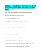 Chapter 8  Hartman's Nursing Assistant Care Unit Exam With Solved Solutions 2024.