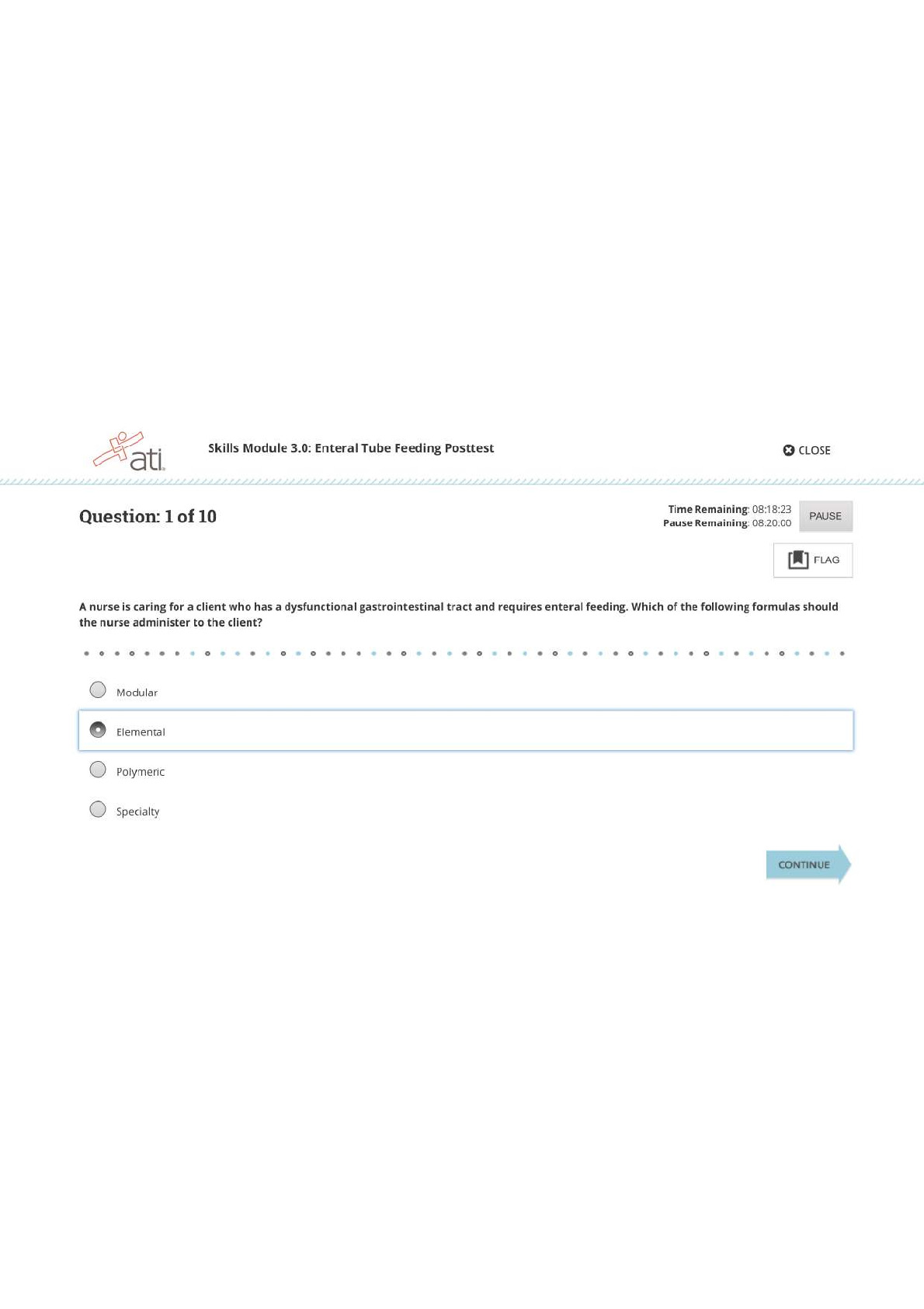 RN ATI MED SURG SKILLS MODULE; ENTERAL TUBE FEEDING POSTTEST LATEST