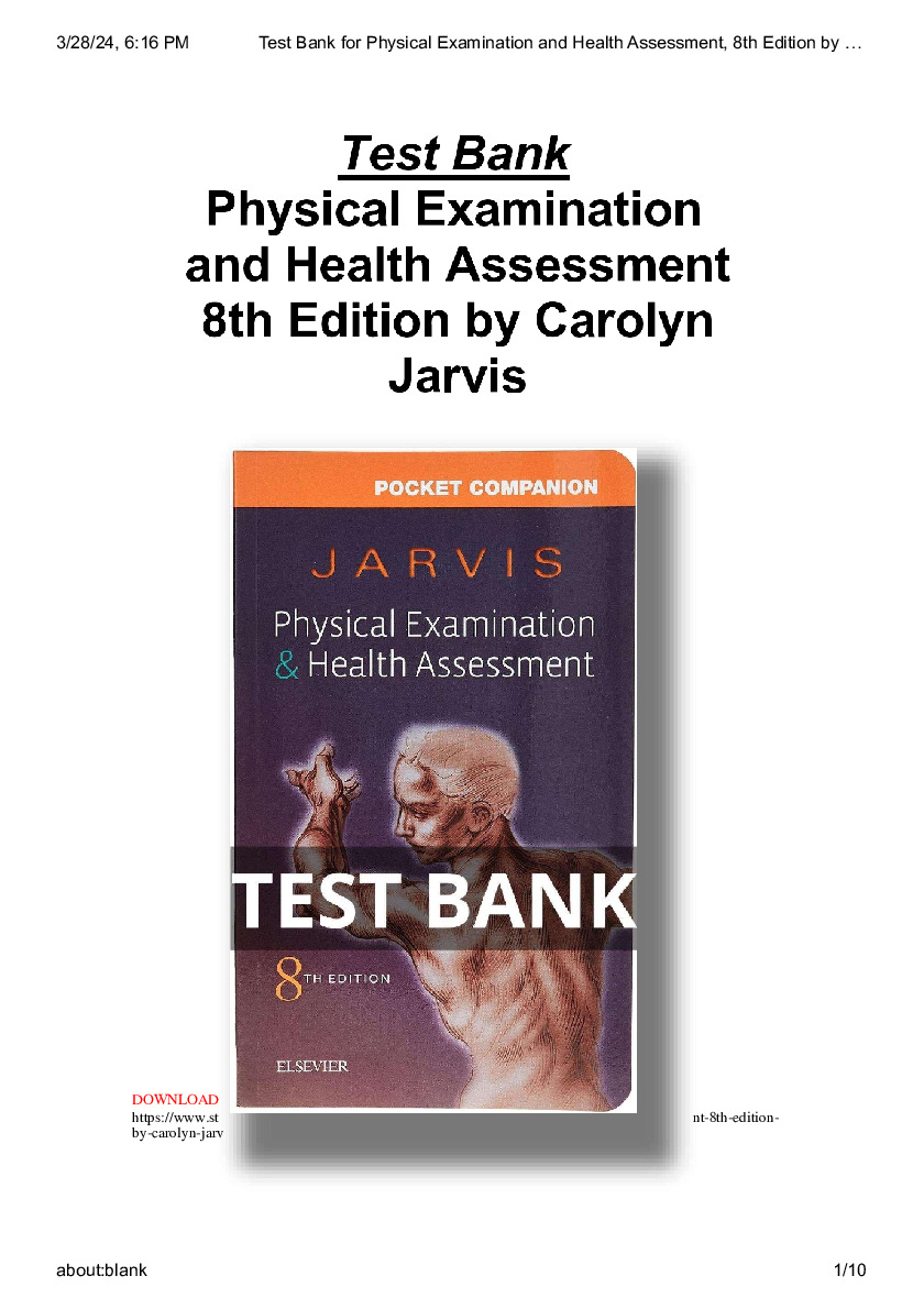 Jarvis outlet Physical Examination 8th edition