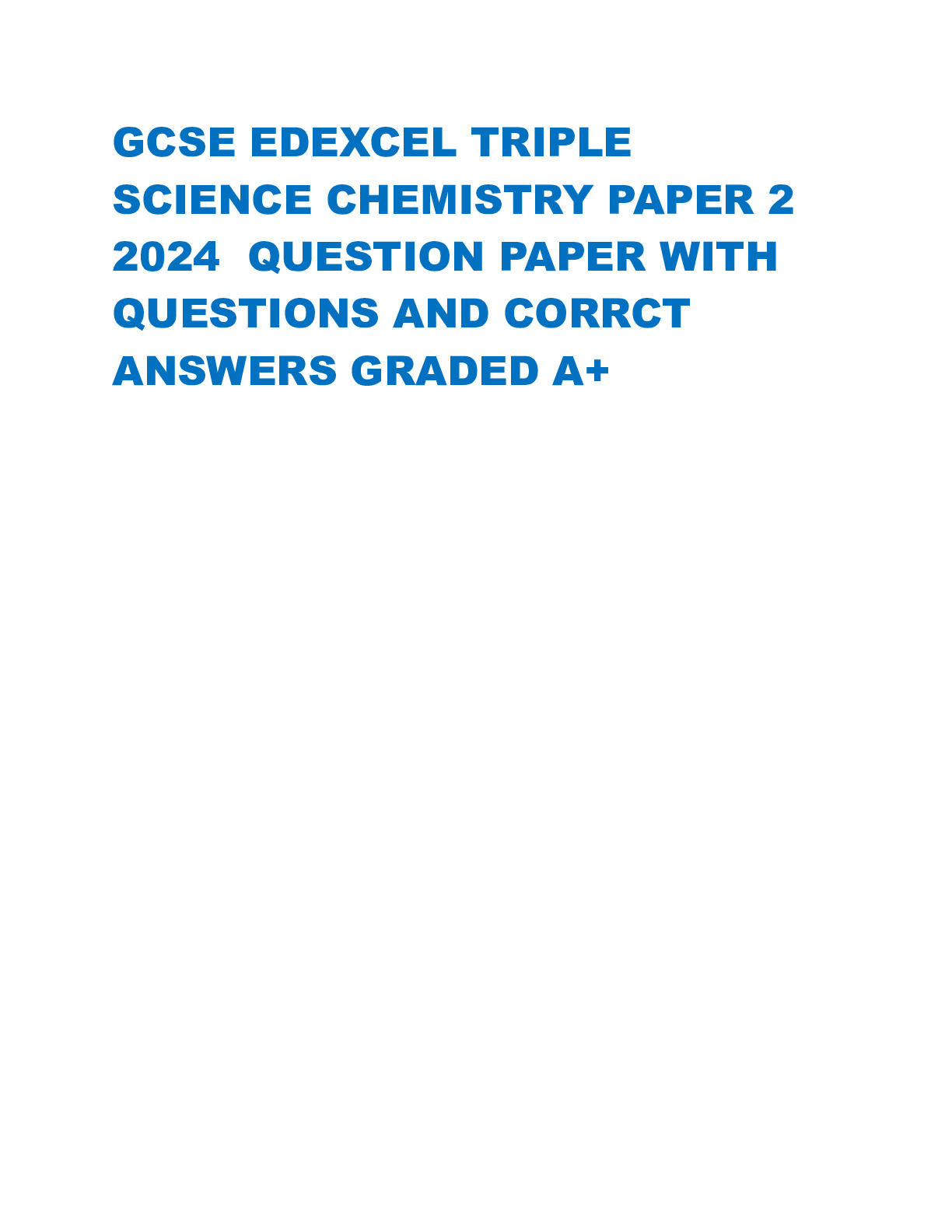 Gcse Edexcel Triple Science Biology Paper 2 2024 Question Paper With Correct Questions And 4248