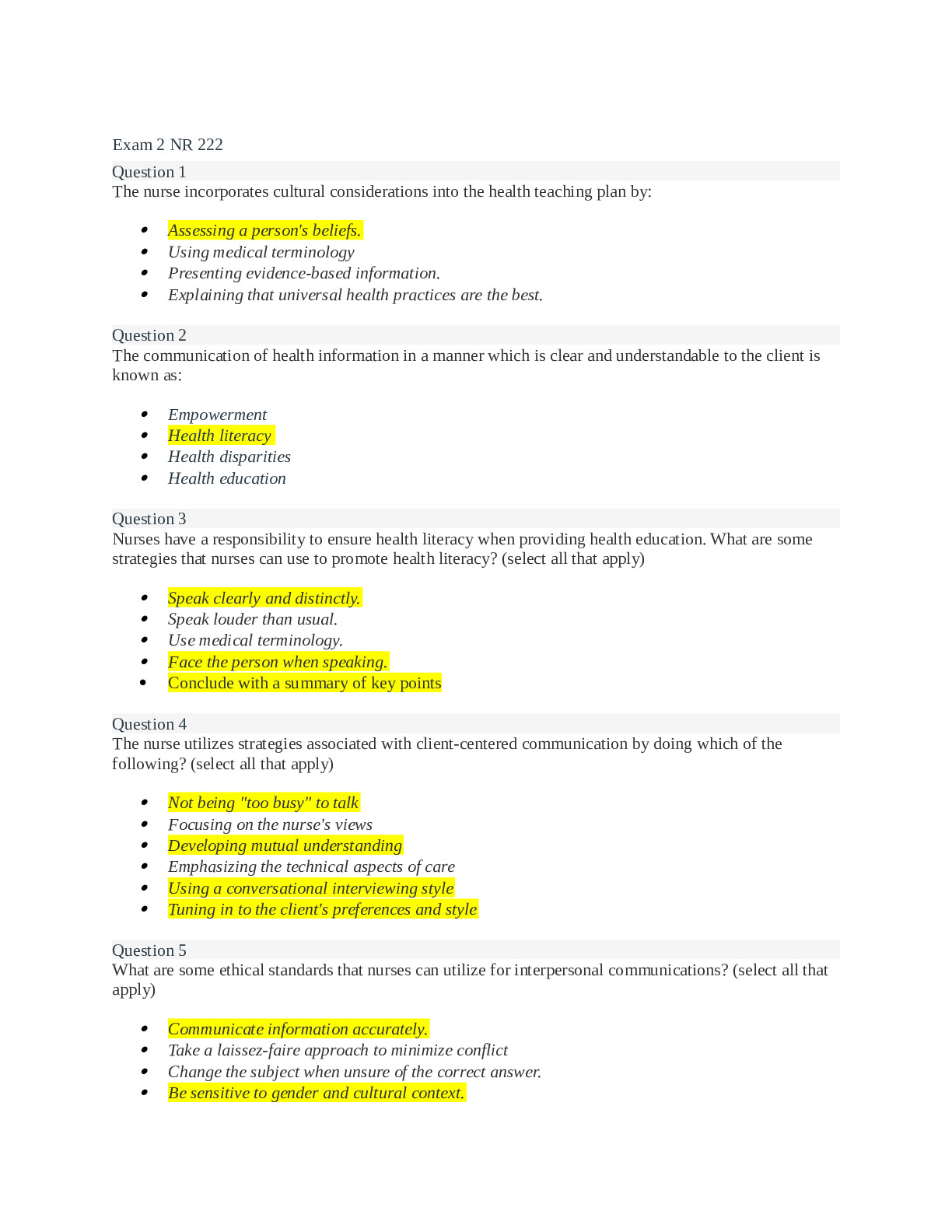 NR222 Exam