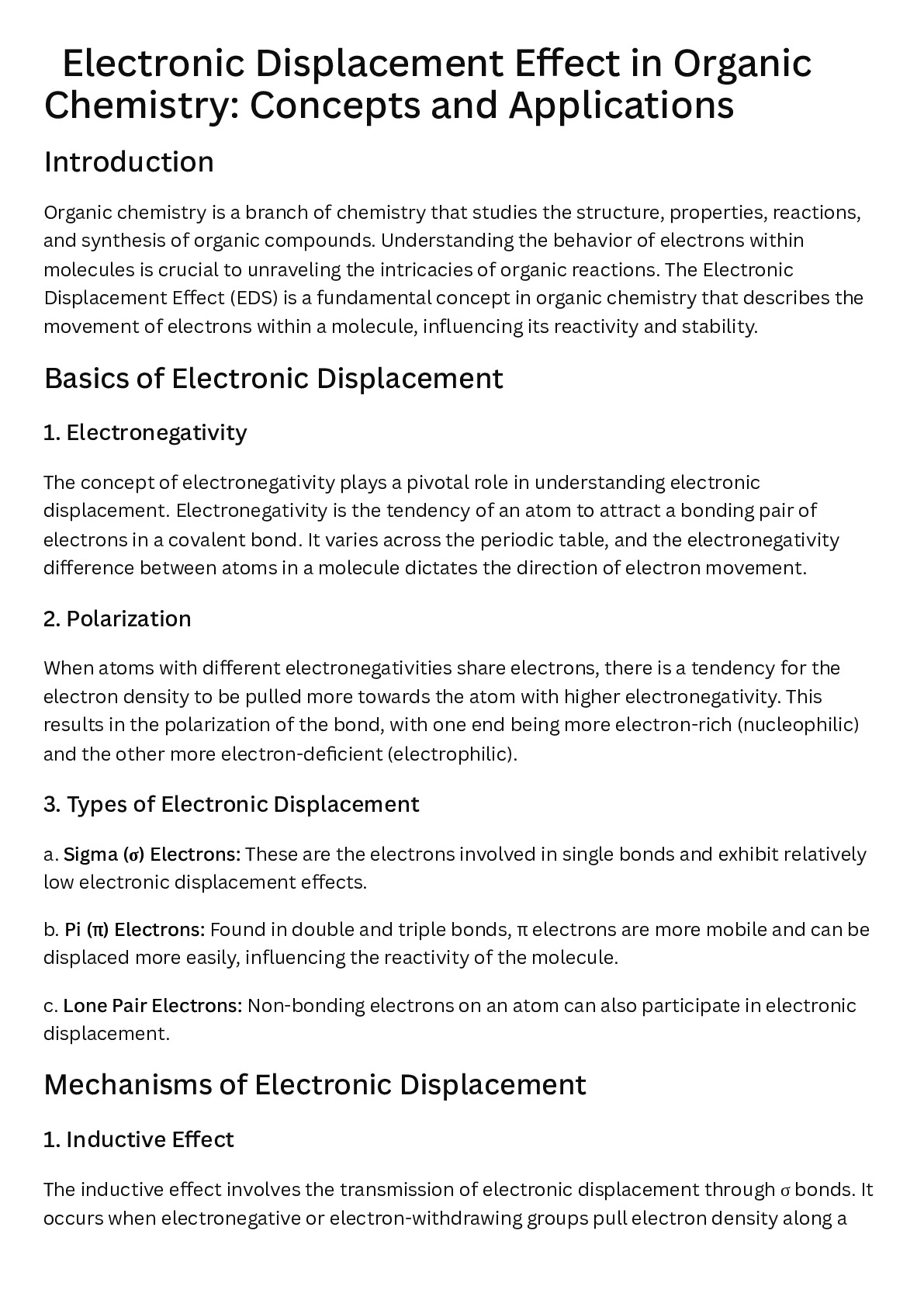 Electronic Displacement Effect in Organic chemistry all in ! - DocMerit