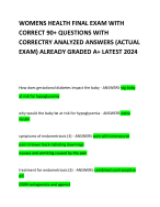 WOMENS HEALTH FINAL EXAM WITH CORRECT 90+ QUESTIONS WITH CORRECTRY ...