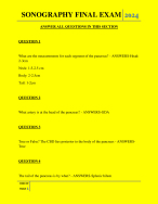 SONOGRAPHY FINAL EXAM QUESTIONS AND ANSWERS 2024
