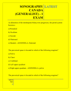 SONOGRAPHY CANADA (GENERALIST) - 1 EXAM QUESTIONS AND ANSWERS 2025