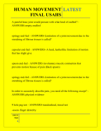 HUMAN MOVEMENT FINAL USAHS QUESTIONS AND ANSWERS 2026
