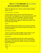 WGU C722 PROJECT MANAGEMENT EXAM QUESTIONS AND ANSWERS 2026