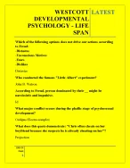 WESTCOTT DEVELOPMENTAL PSYCHOLOGY LIFE SPAN QUESTIONS AND ANSWERS 2026