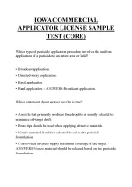IOWA COMMERCIAL APPLICATOR LICENSE SAMPLE TEST CORE QUESTIONS AND ...