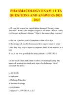 PHARMACOLOGY EXAM 1 UTA  QUESTIONS AND ANSWERS 2026 - 2027