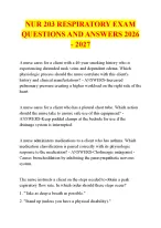 NUR 203 RESPIRATORY EXAM  QUESTIONS AND ANSWERS 2026 - 202