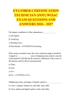 ETA FIBER CERTIFICATION  TECHNICIAN (FOT) WOAC  EXAM QUESTIONS AND  ANSWERS 2026 - 2027