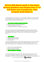 NCLEX HESI Mental Health & Psychiatric Nursing Questions and Answers from V1-V3 Test Banks from Act