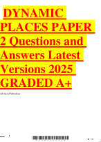 DYNAMIC PLACES PAPER 2 Questions and Answers Latest Versions 2025 GRADED A+