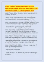 ONCC CHEMOTHERAPY IMMUNOTHERAPY CERTIFICATE EXAM Questions with Correct ...