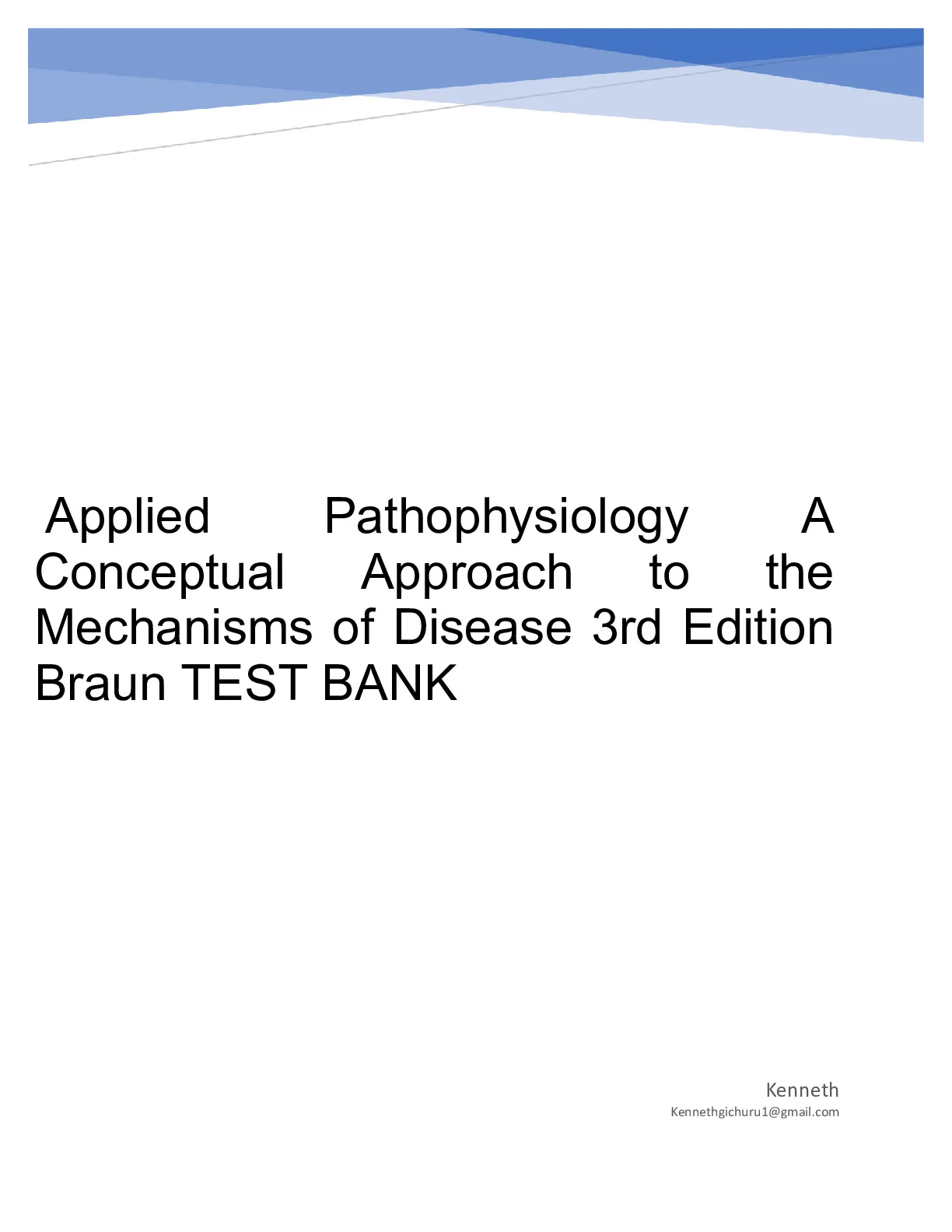 Applied Pathophysiology A Conceptual Approach to the Mechanisms of ...