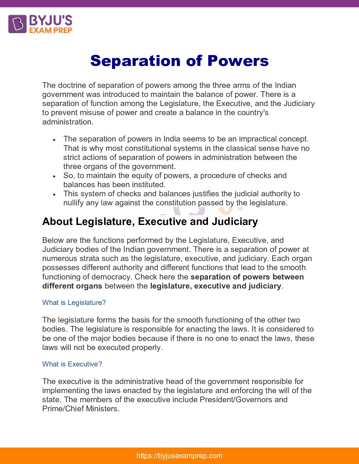 Separation of Powers