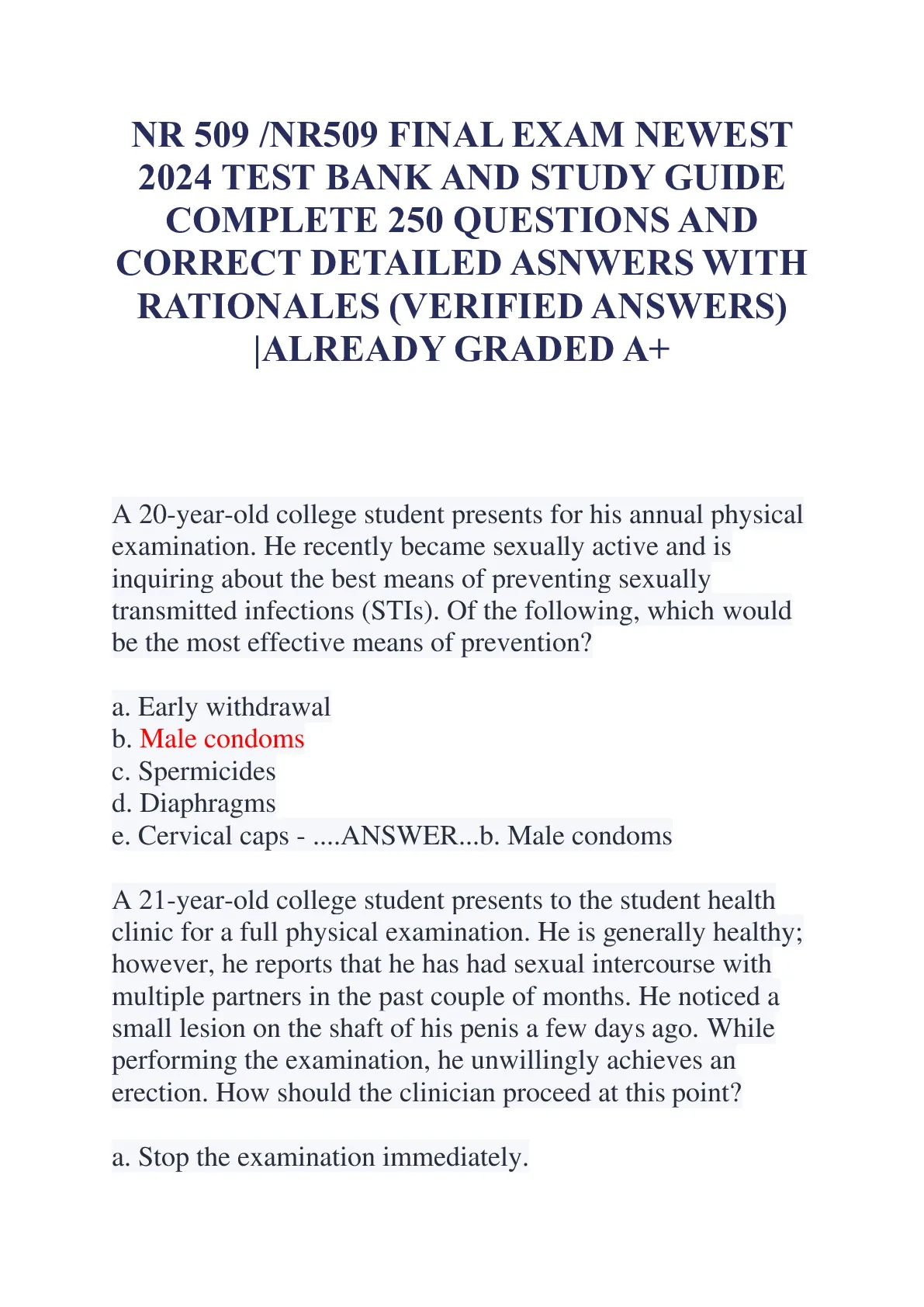 NR 509 /NR509 FINAL EXAM NEWEST 2024 TEST BANK AND STUDY GUIDE COMPLETE ...